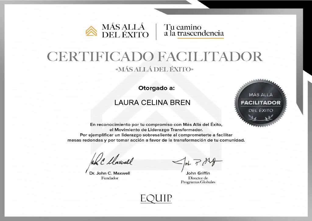 Diploma de Facilitador Más Allá del Éxito