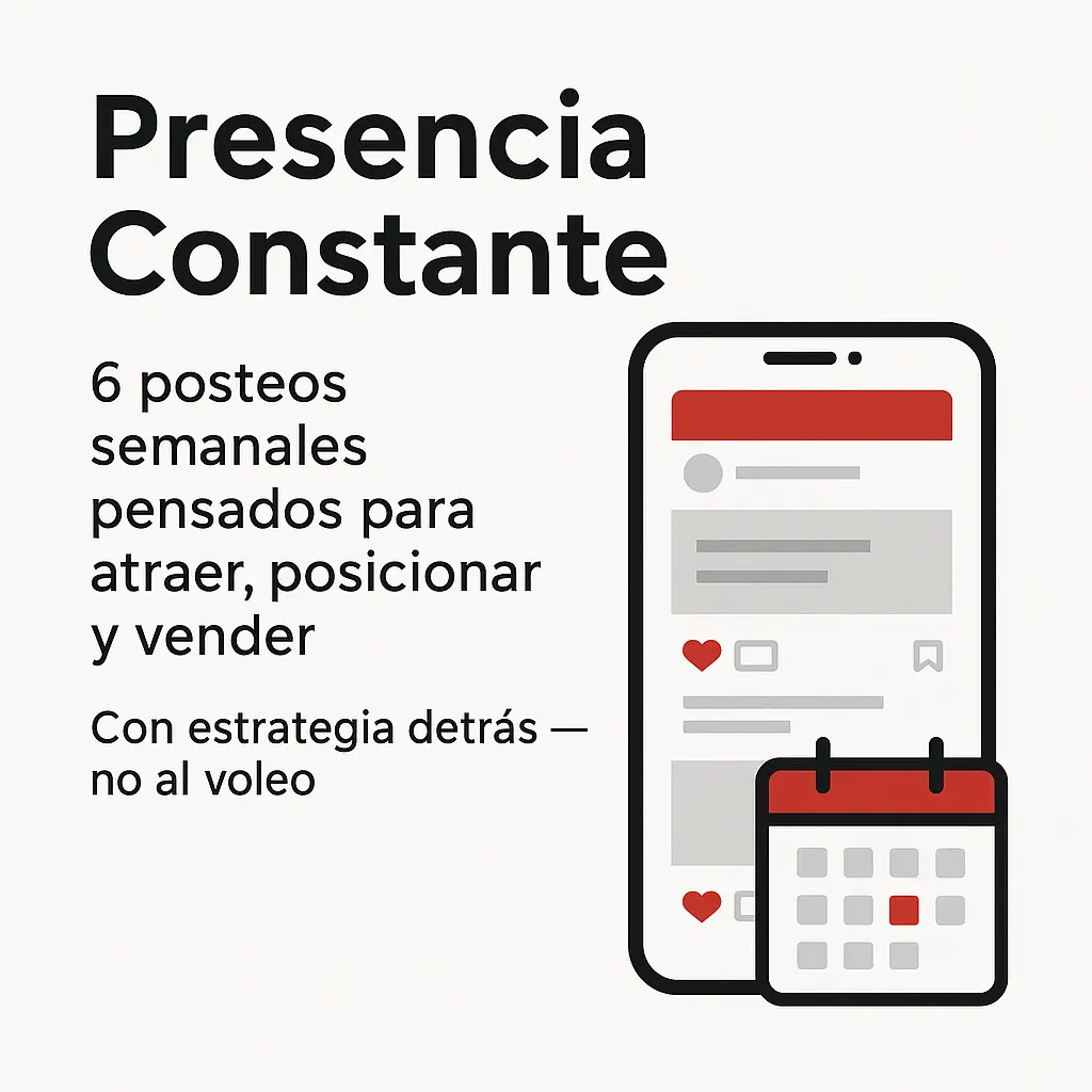 Servicio de redes sociales con 6 posteos semanales, estrategia de contenido constante para atraer y vender