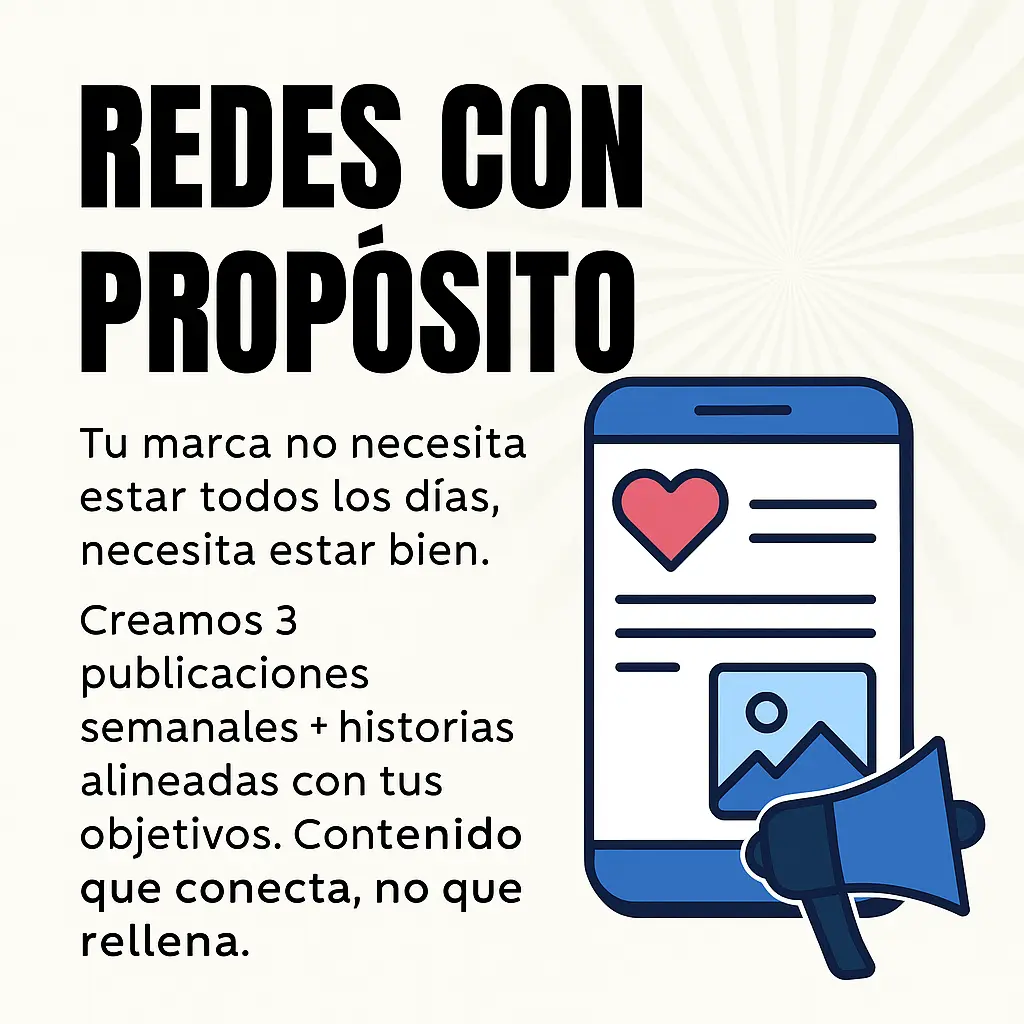 Servicio de gestión de redes sociales con 3 publicaciones semanales e historias, contenido con propósito