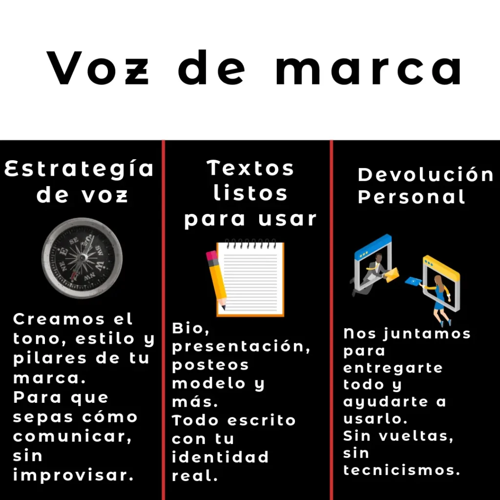 Servicios de branding: voz de marca, estrategia, textos y asesoría personalizada